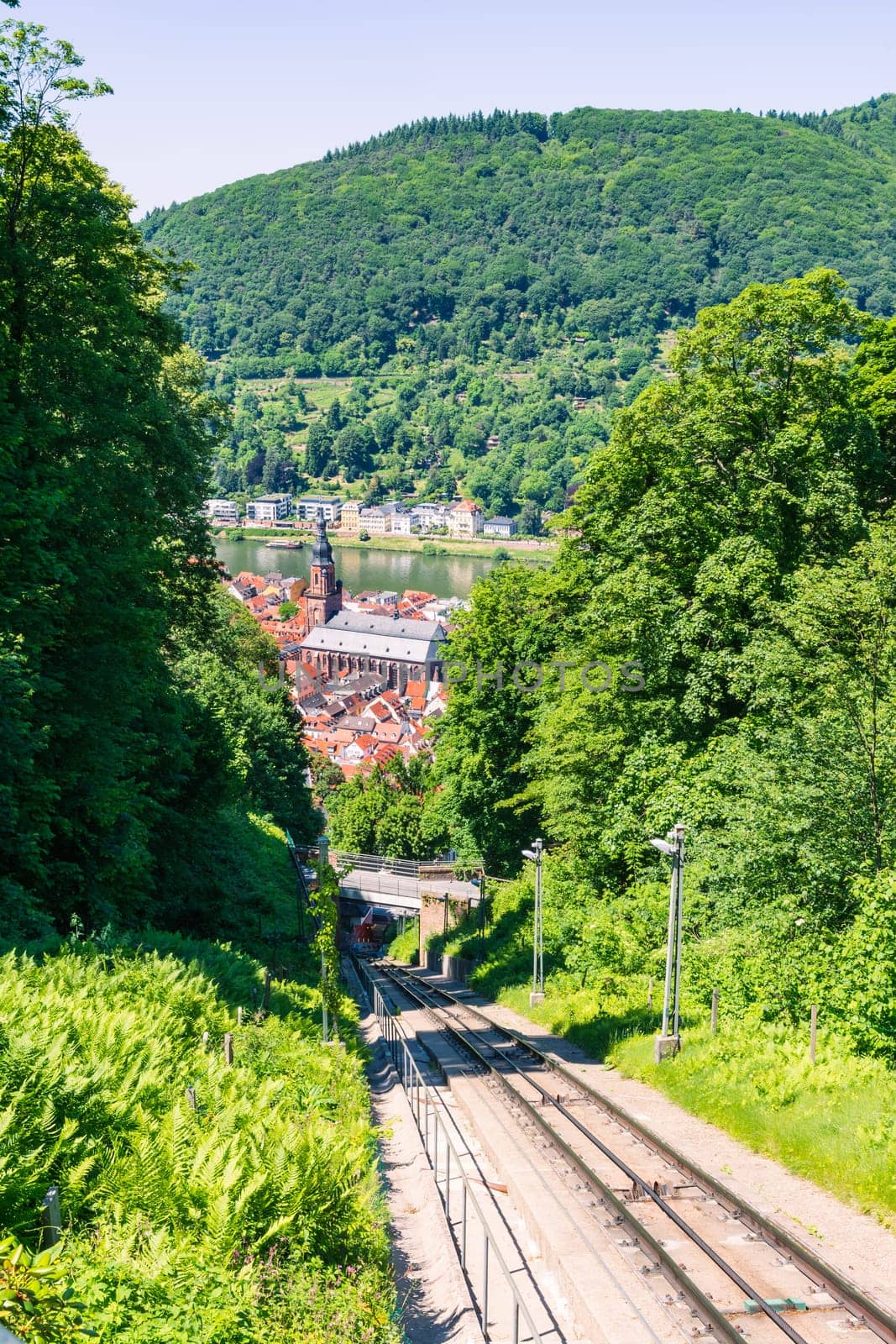 Heidelberg Hills Green Landscape Heiliggeistkirche German Destination Travel Summer Blue Sky Day