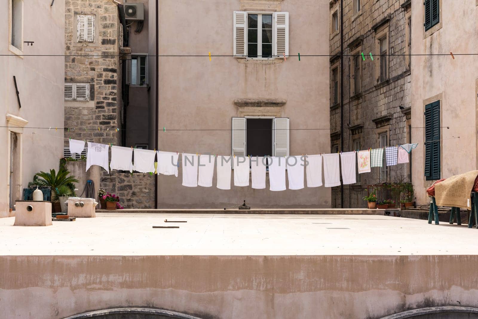 Laundry Hanging in Old European Village Dubrovnik Croatia Old TOwn