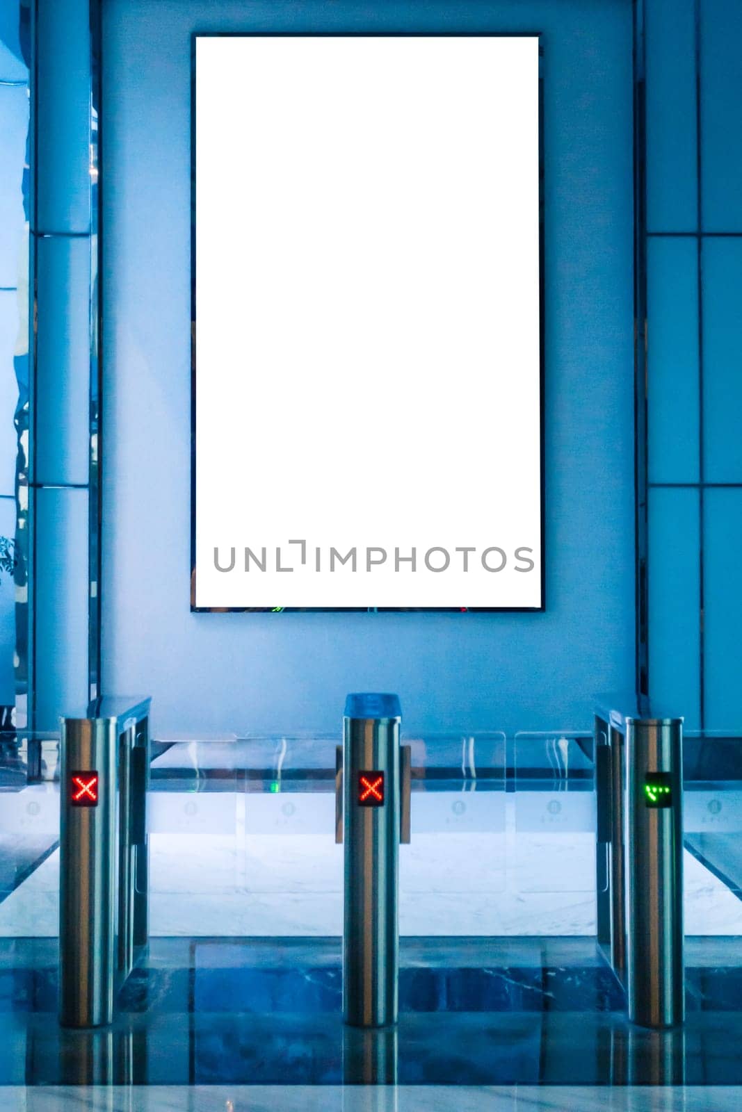 Billboard Rectangular White Mockup in Subway Station
