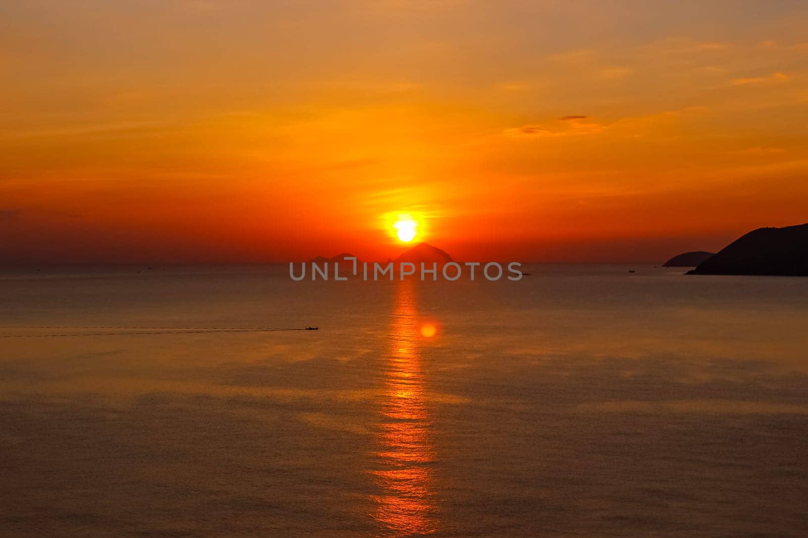 Island Ocean Magical Sunset Asia Vacation Travel Sight Red Orange Purple