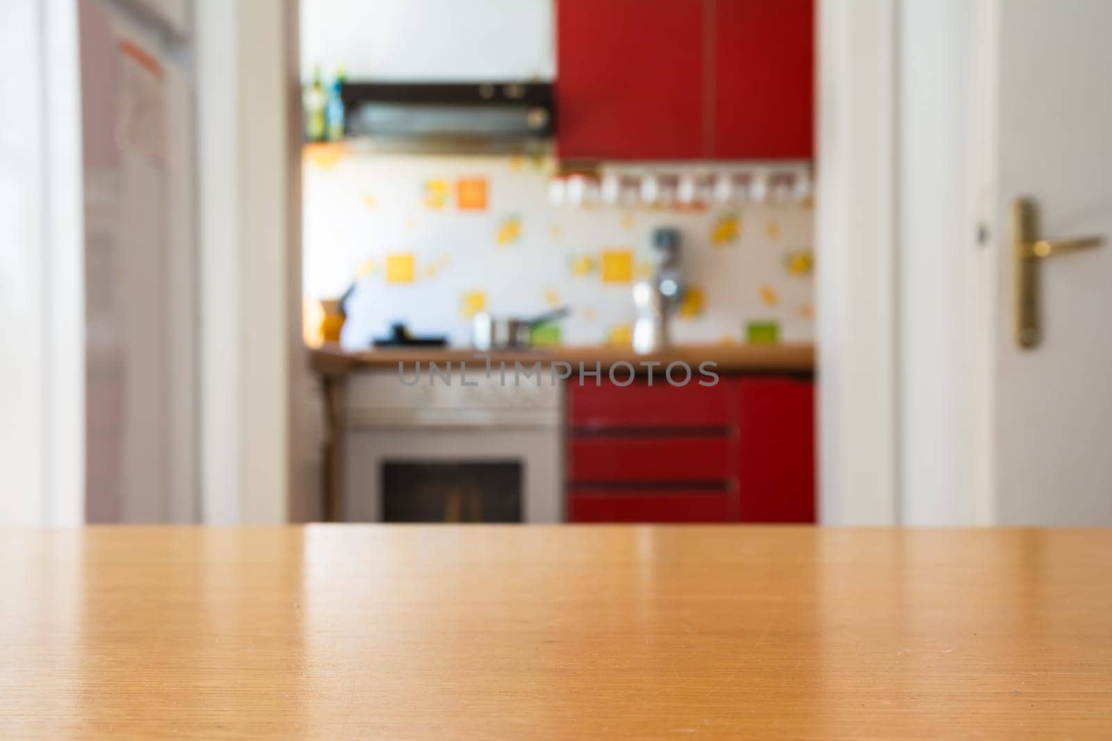 Kitchen Table Empty Depth of Field Surface Isolated Blurry Cooking Equipment