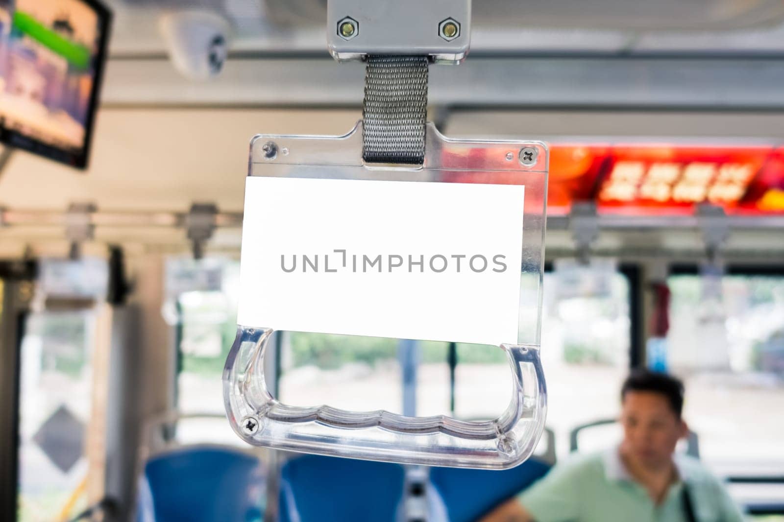 Hand Grips Billboard White Mockup on Bus