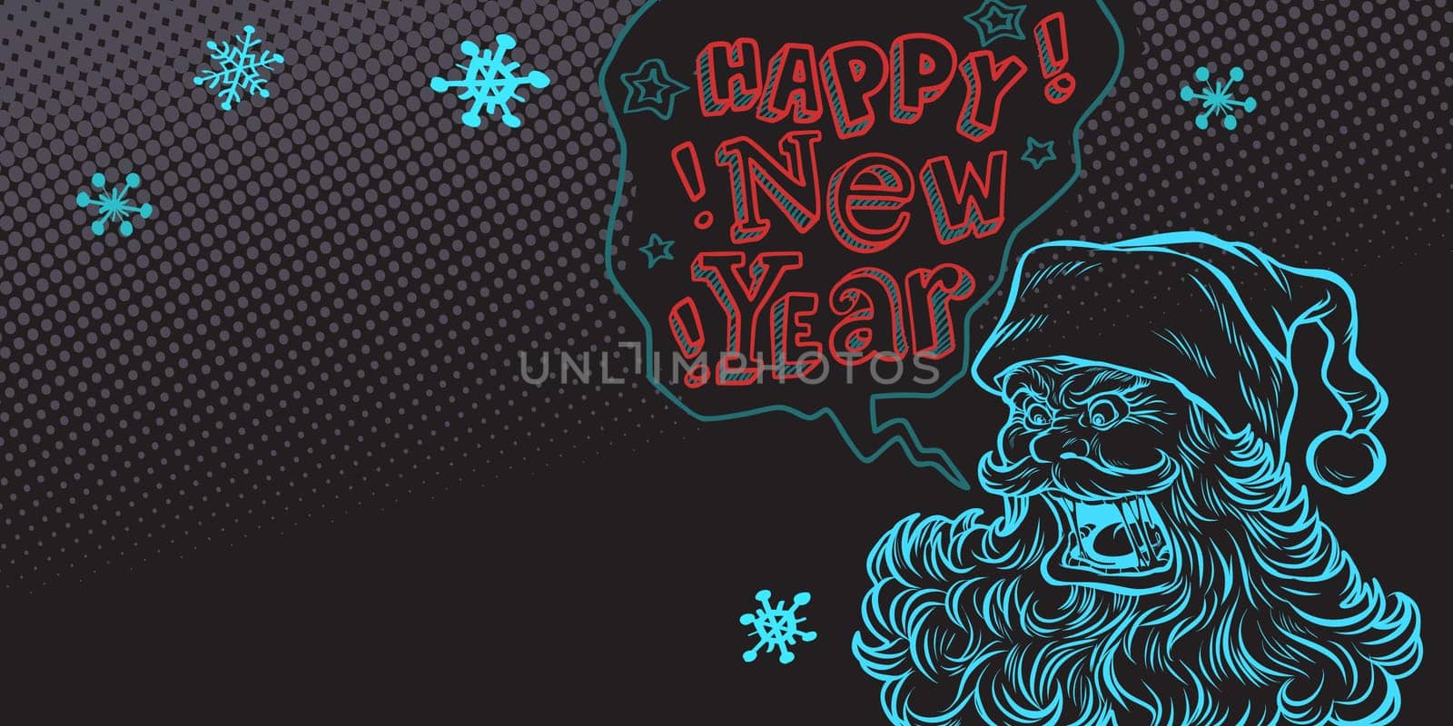 Bad Santa happy new year. Pop art retro vector illustration kitsch vintage