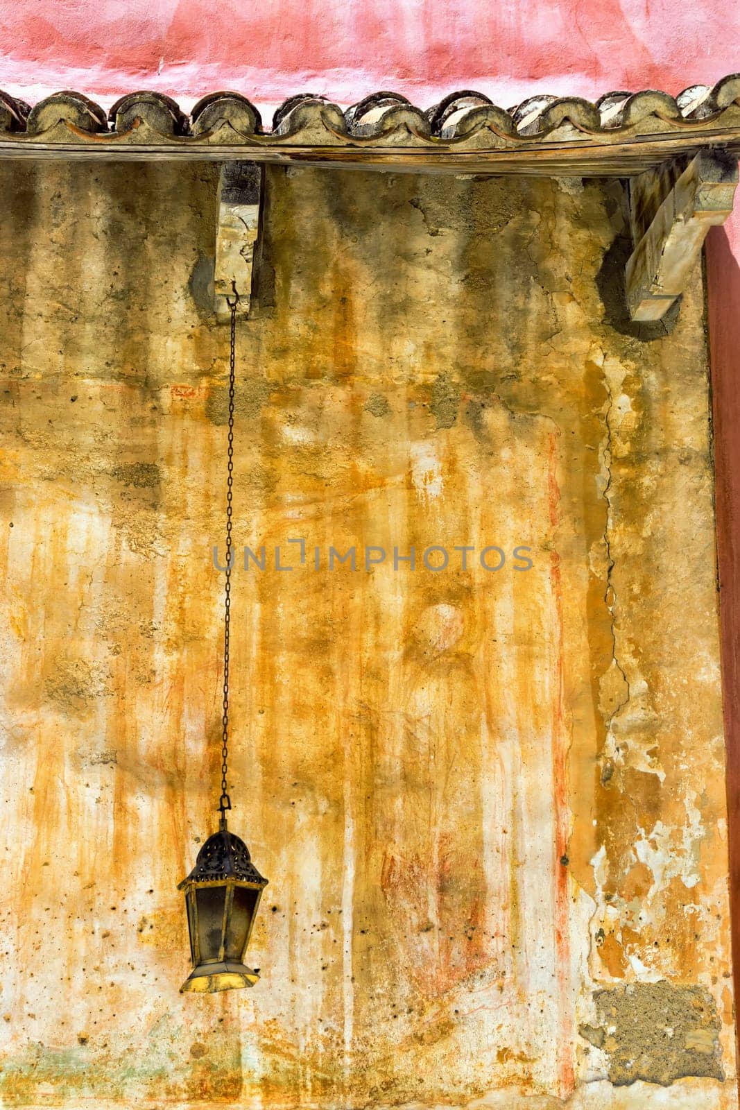 View of old facade in Corfu, Greece.
