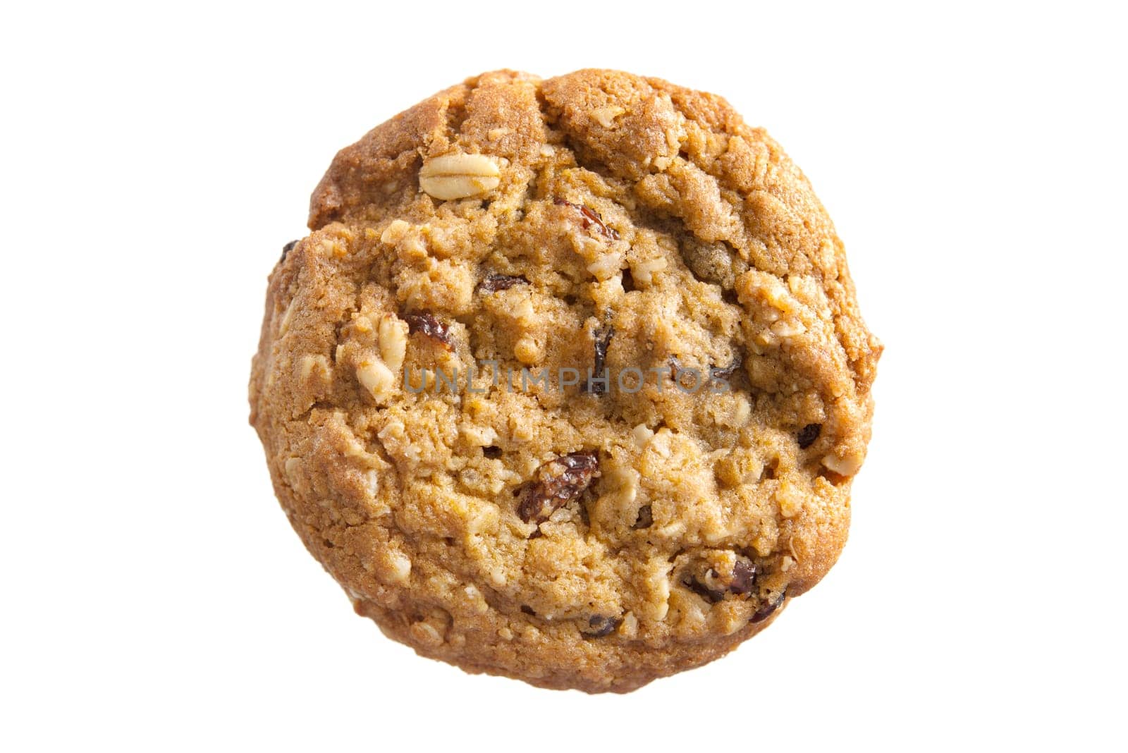 Oatmeal Raisin Cookie isolated on a white background.