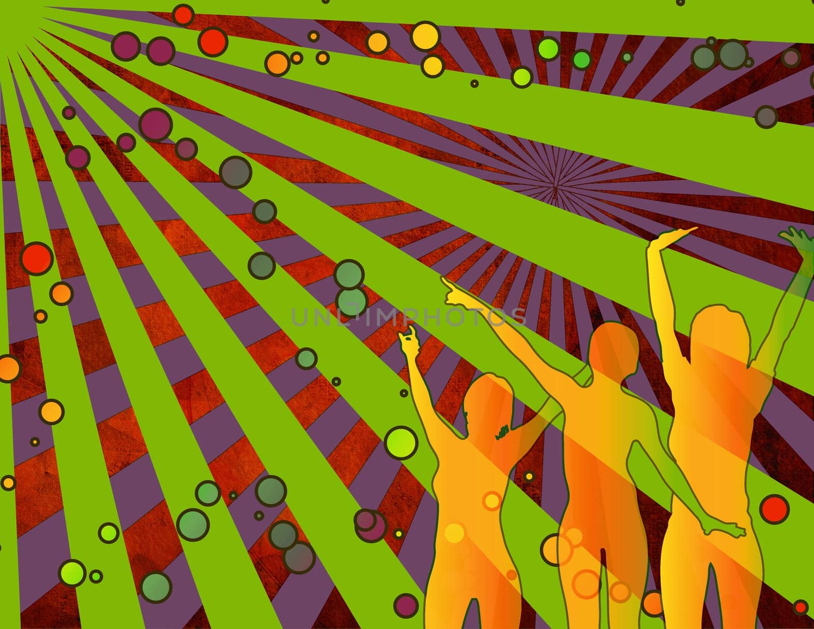Party girls. Colorful pop art background