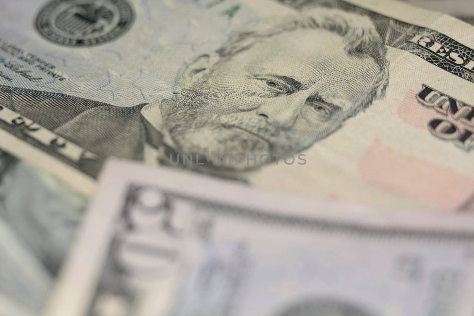 Fifty US dollars banknote collage.