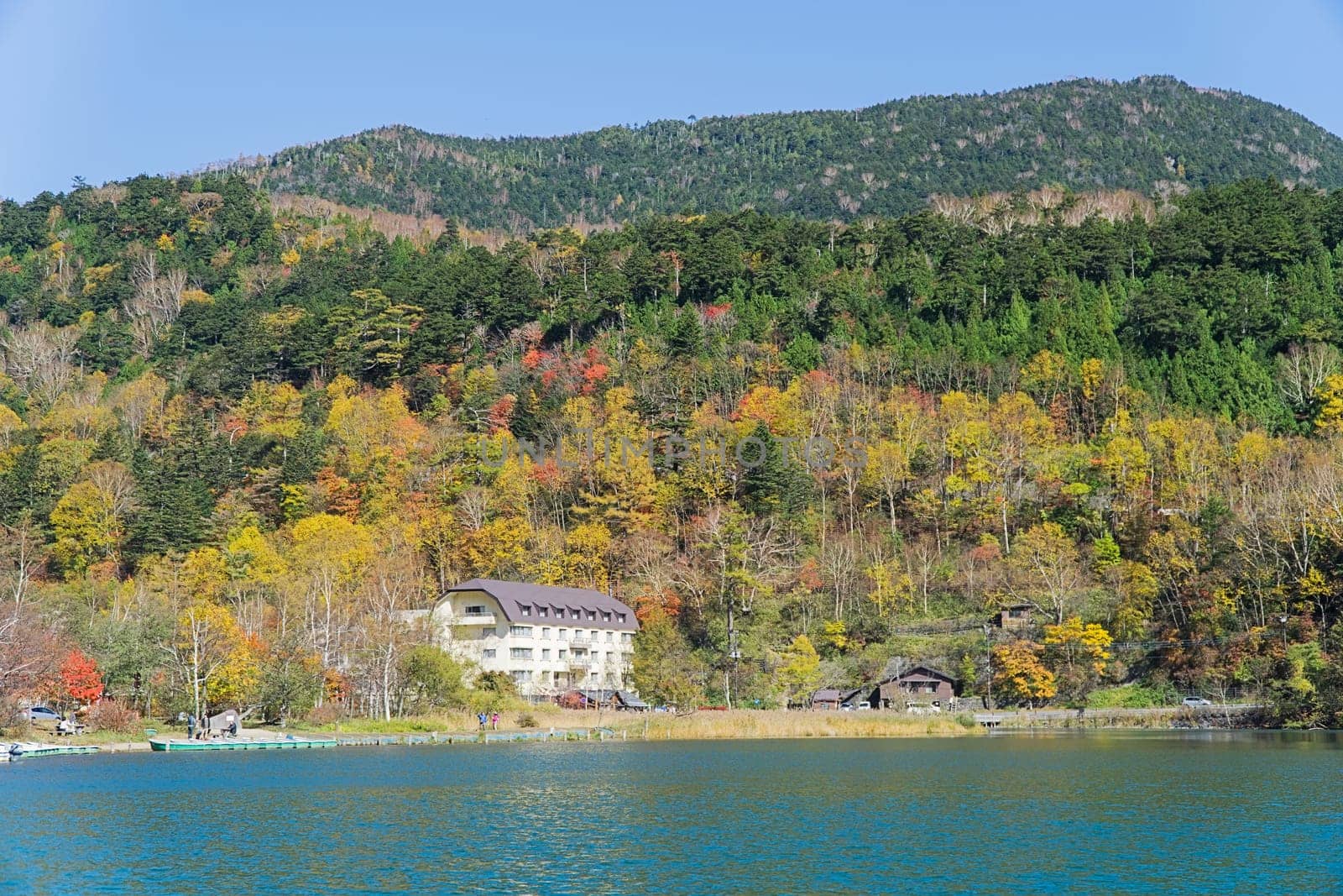 Lake Yunoko is a small lake located just north of Senjogahara marsh and it is located about 6 km north-northwest of Lake Chuzenji. This photo was shot in autumn.