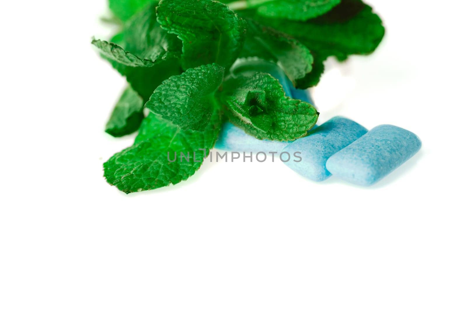 blue chewing gum on white - food and drink