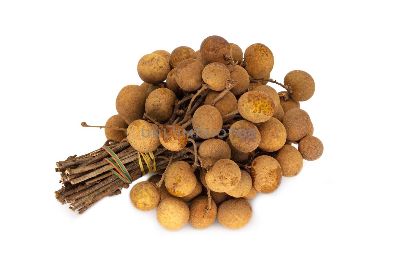 Longan Fruit On White Background, bunch of lamyai close up
