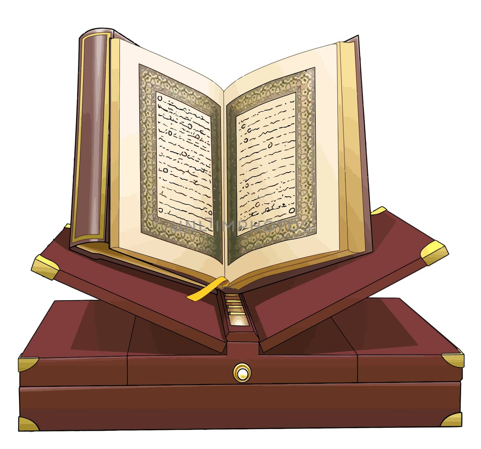quran holy islam open muslim religious koran golden illustration