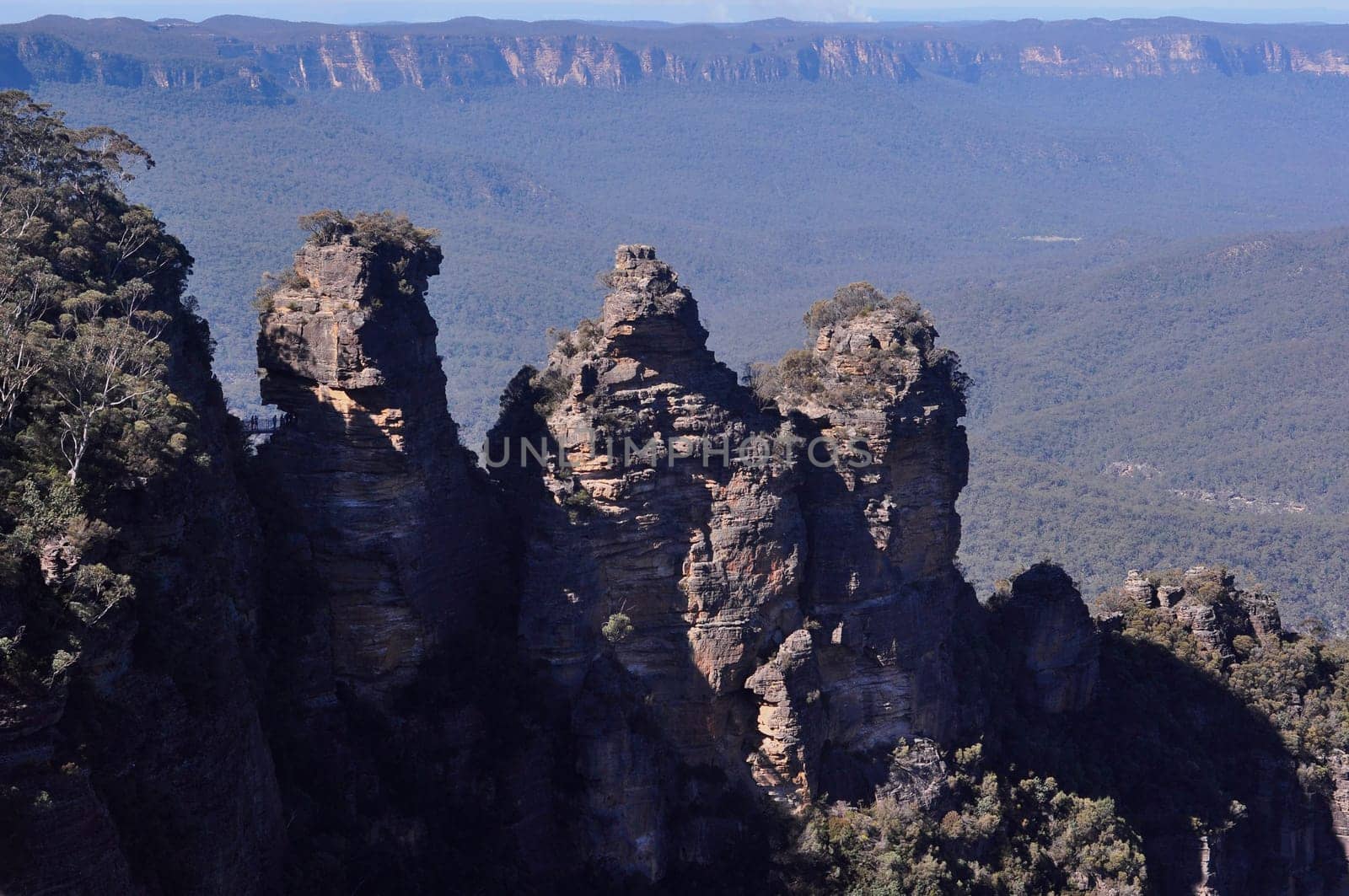 Three Sisters rock formation in the Blue Mountains National Park. Australia