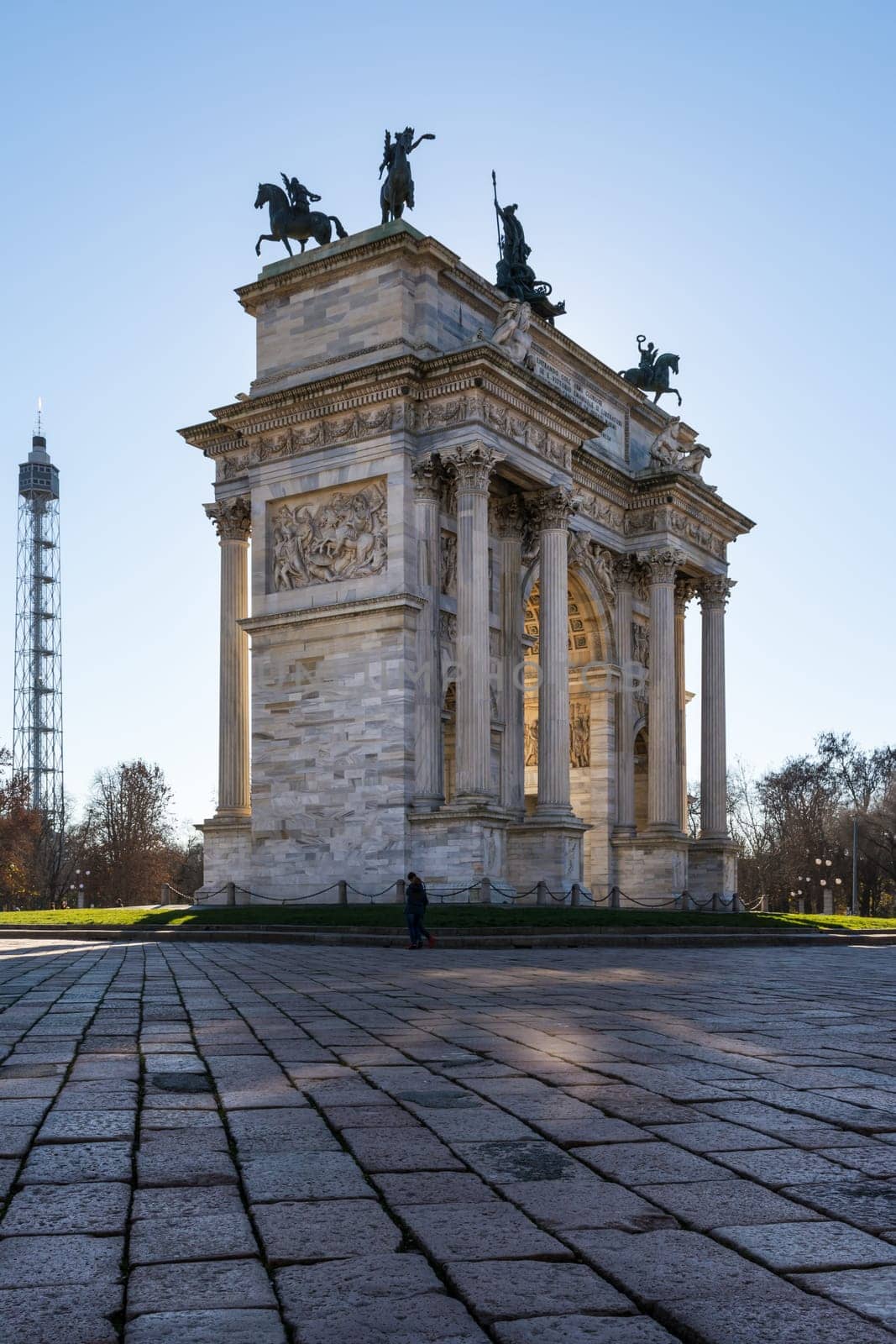 Arco della Pace (Porta Sempione) Sunrise in Milan Italy Traveling Sightseeing Destination Winter 2016 Blue Sky Outdoors Beautiful Monument Architecture