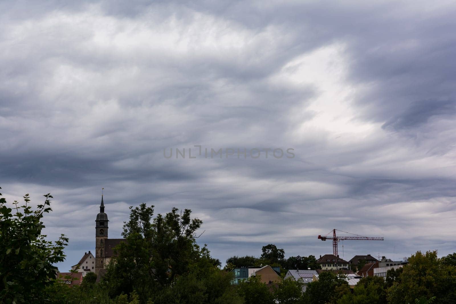 Boeblingen Sky Cityscape Church Feathery Waving Skylight