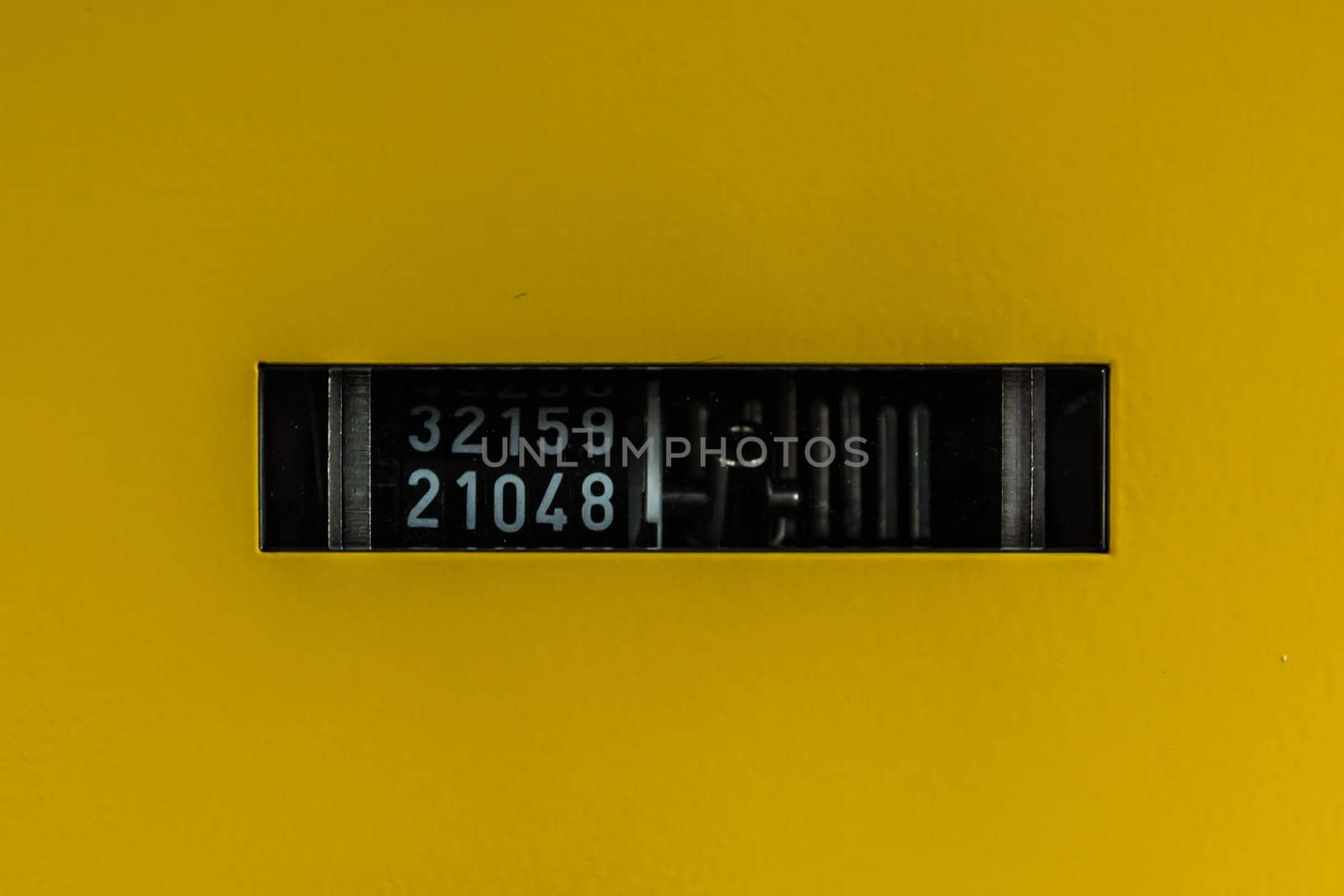 Abstract Yellow Ticket Counter Thousands Automatic Black White Mechanical