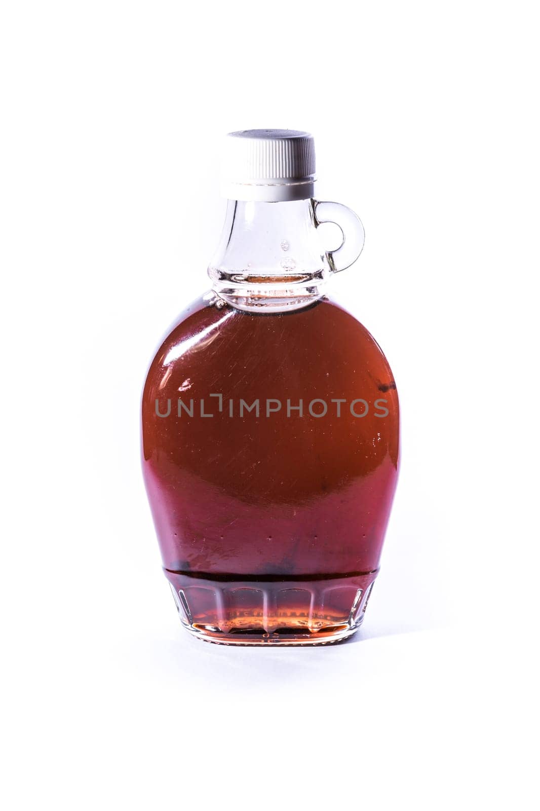 Glass Jar Jug Clear Brown Maple Syrup Container White Isolated Background Ingredient Food Sweet Dessert