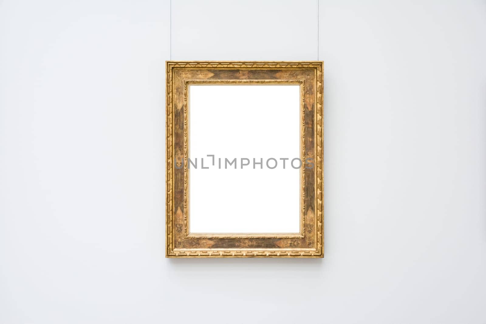 Art Museum Frame Wall Ornate Minimal Design White Isolated Clipping Path Template