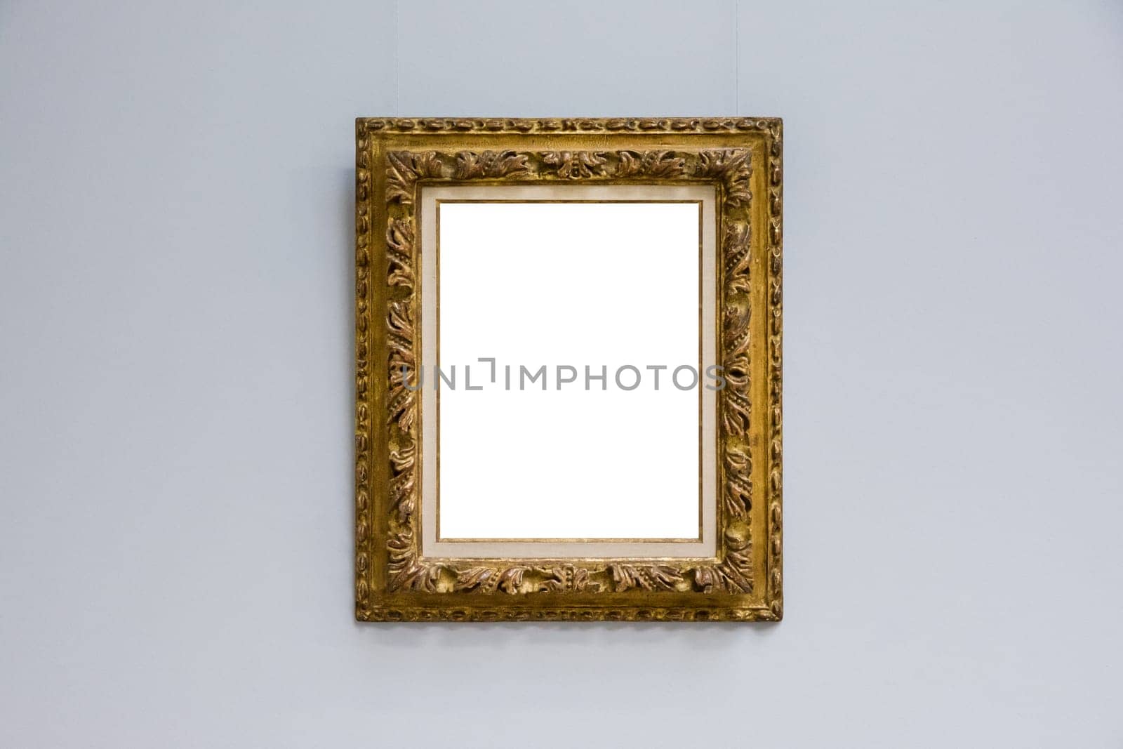 Art Museum Frame Wall Ornate Minimal Design White Isolated Clipping Path Template