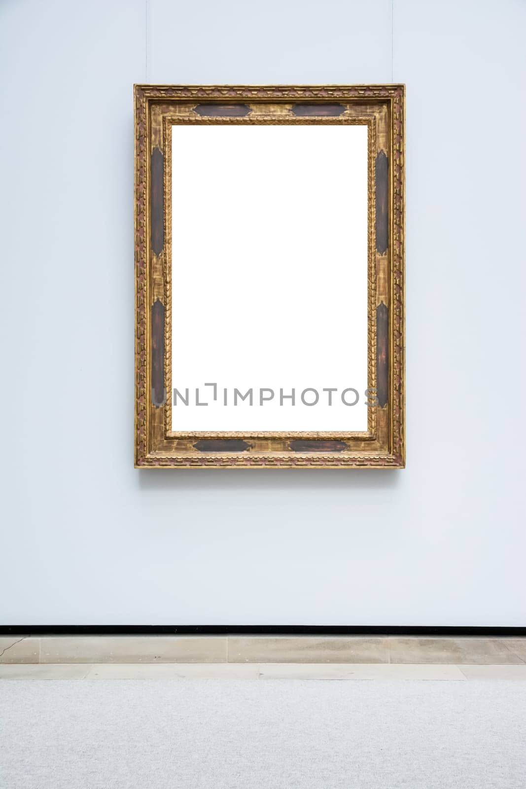 Art Museum Frame Wall Ornate Minimal Design White Isolated Clipping Path Template