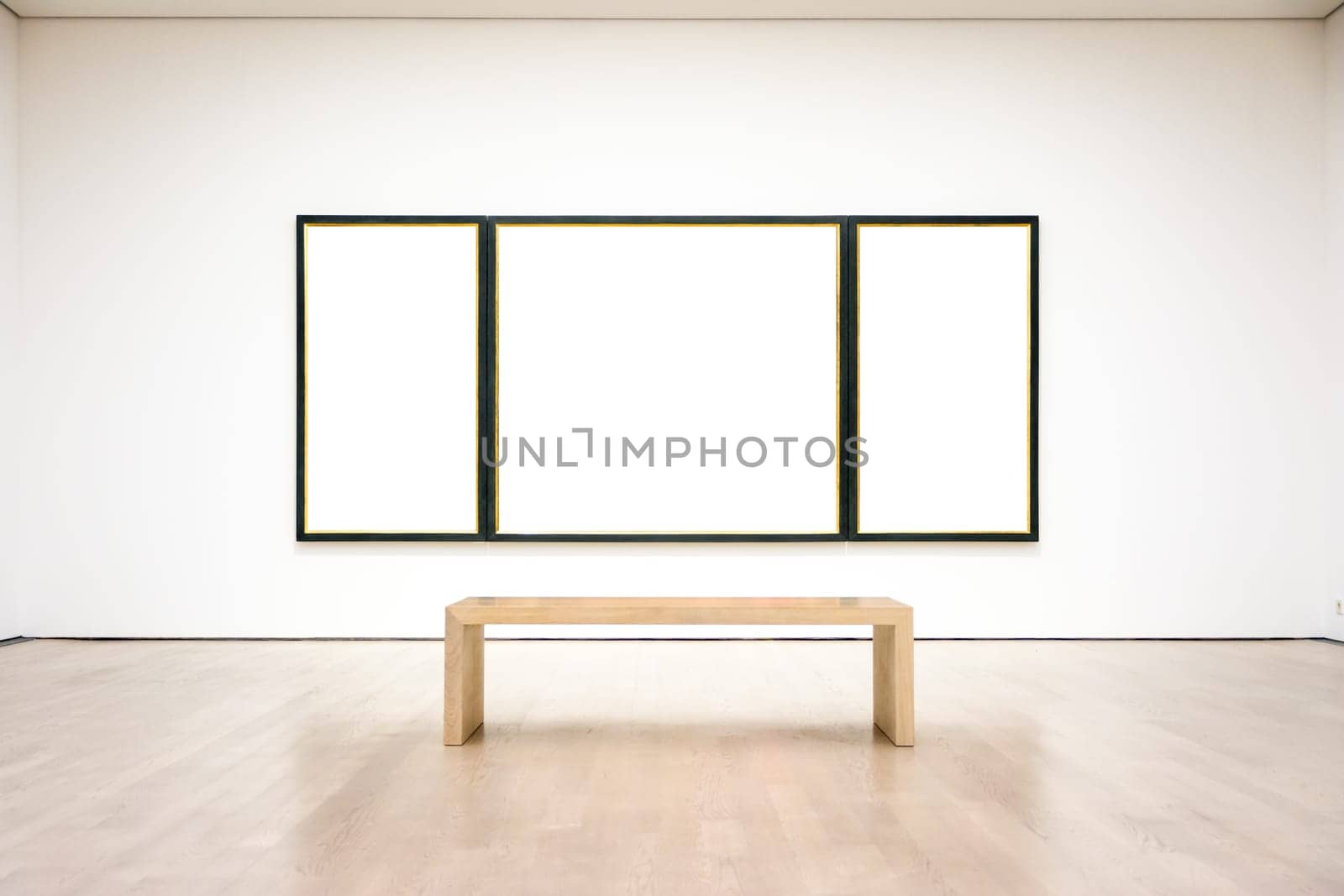 Modern Art Museum Frame Wall Clipping Path Isolated White Vector Illustration Template