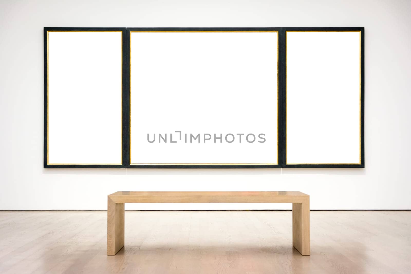 Modern Art Museum Frame Wall Clipping Path Isolated White Vector Illustration Template