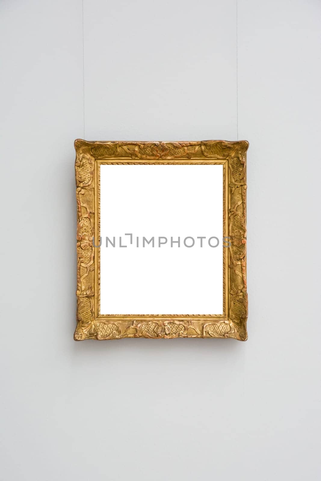 Art Museum Frame Wall Ornate Minimal Design White Isolated Clipping Path Template