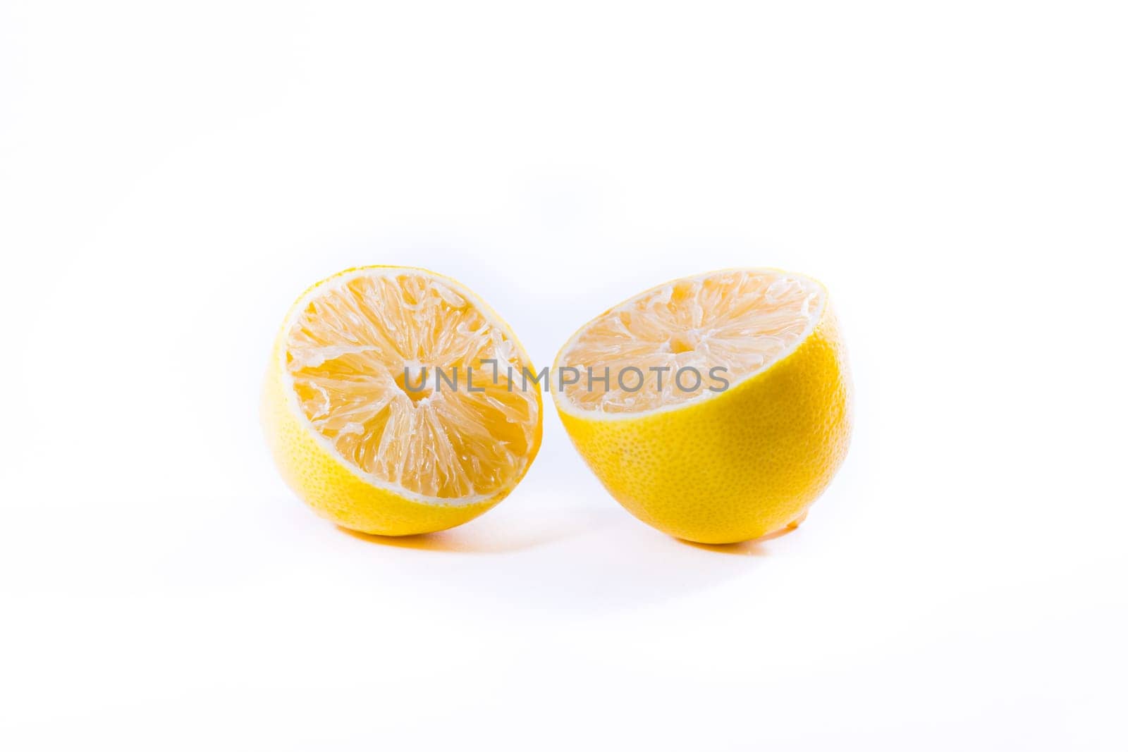 Lemon Cross Section Fruit Cut Slice Piece Texture Fresh Juicy Yellow White Isolated Background Closeup