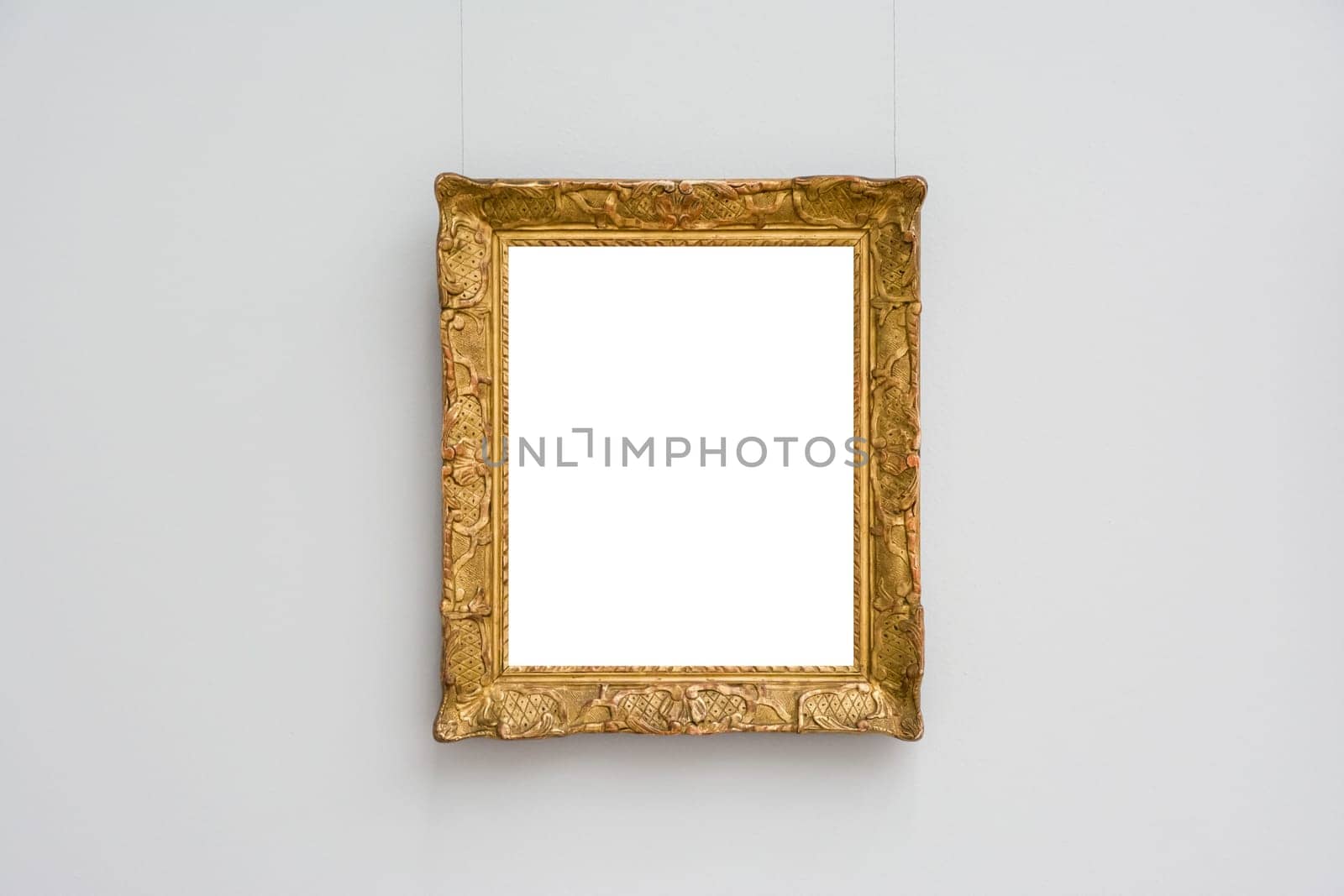 Art Museum Frame Wall Ornate Minimal Design White Isolated Clipping Path Template