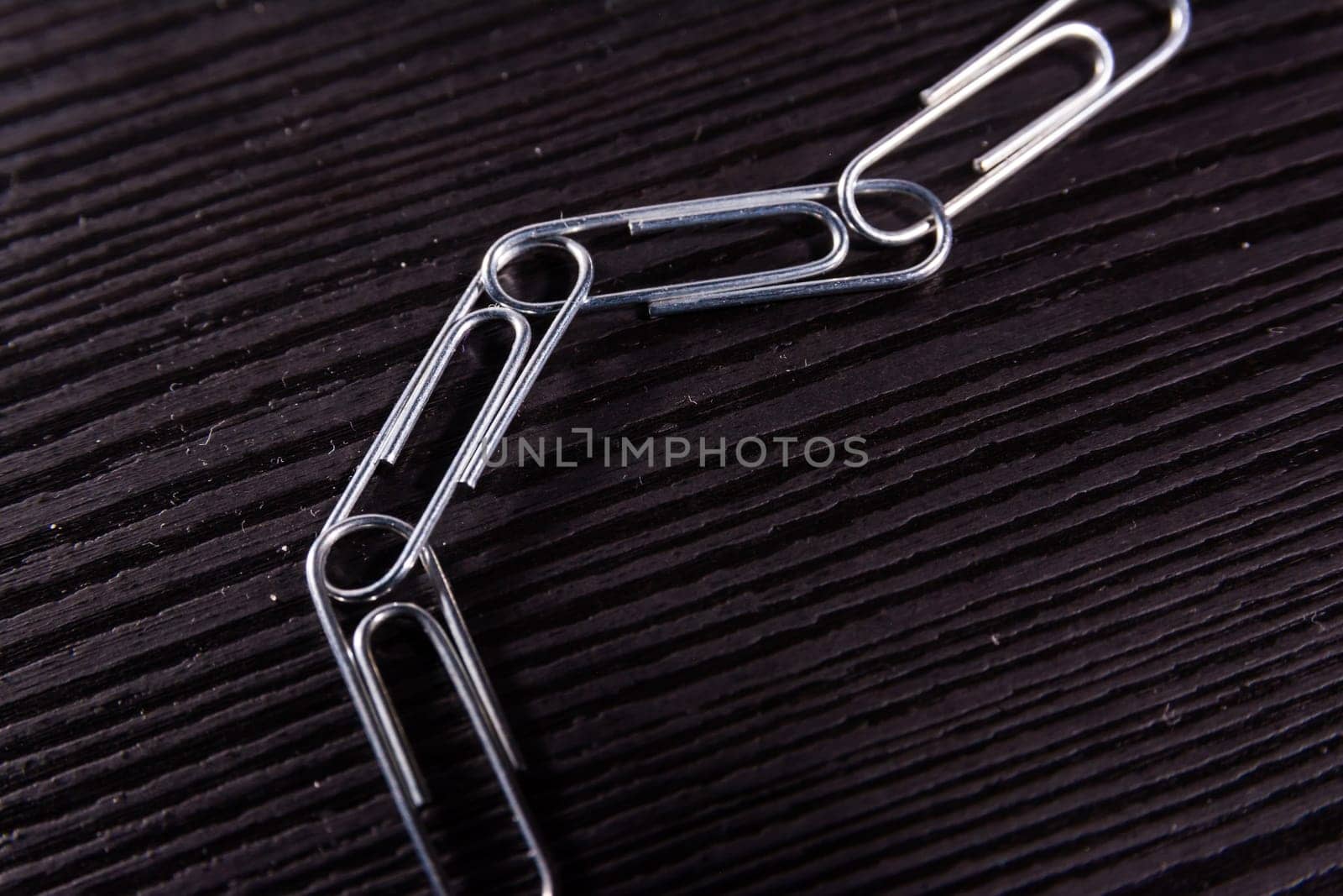 Paper Clip Chain Office Supplies Desk Texture Wood Black Team Strength