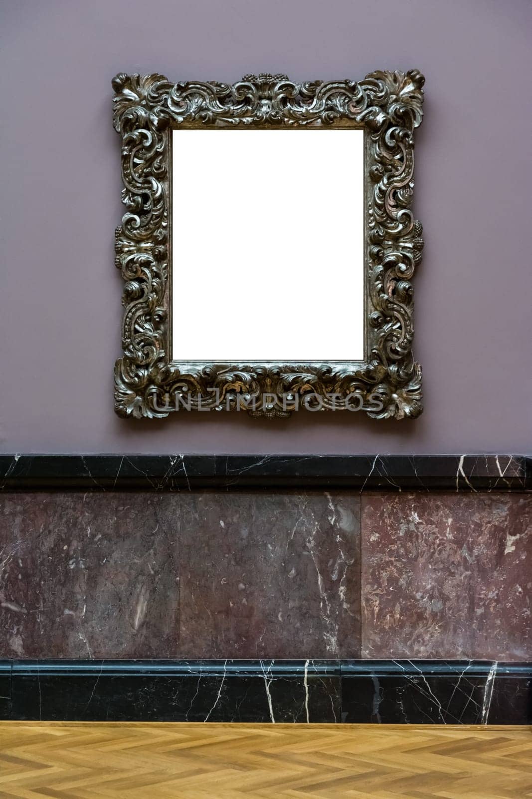 Art Museum Frame Wall Ornate Minimal Design White Isolated Clipping Path Template
