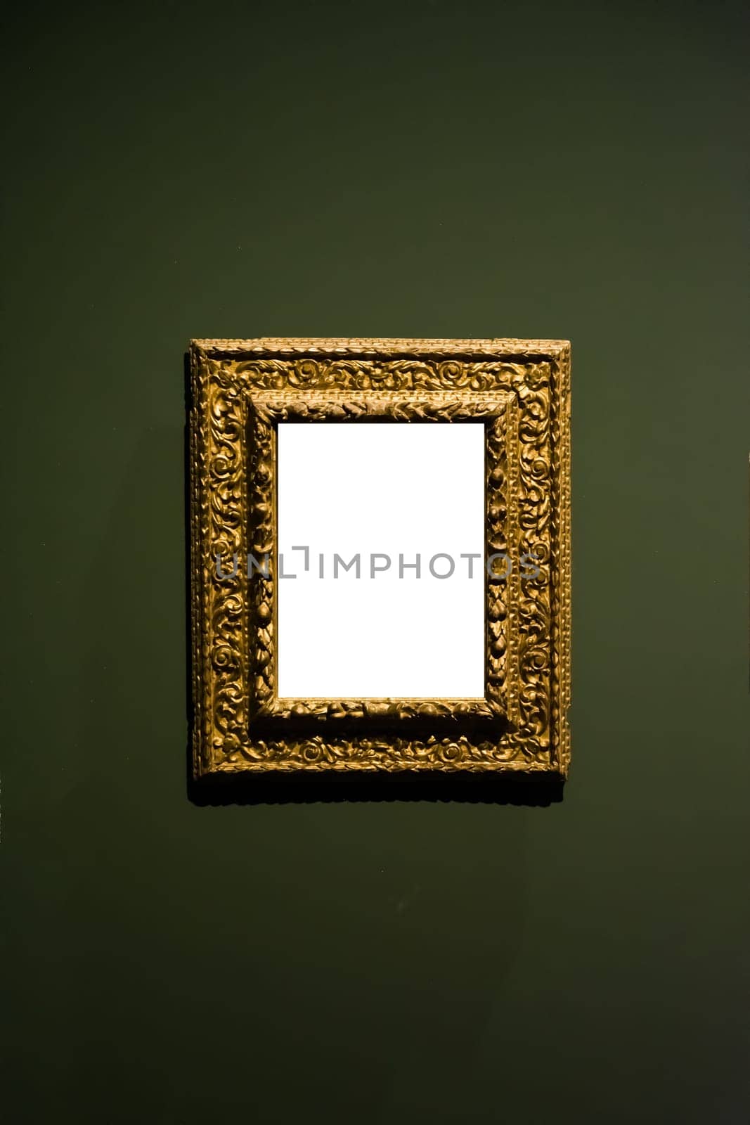 Art Museum Frame Wall Ornate Minimal Design White Isolated Clipping Path Template