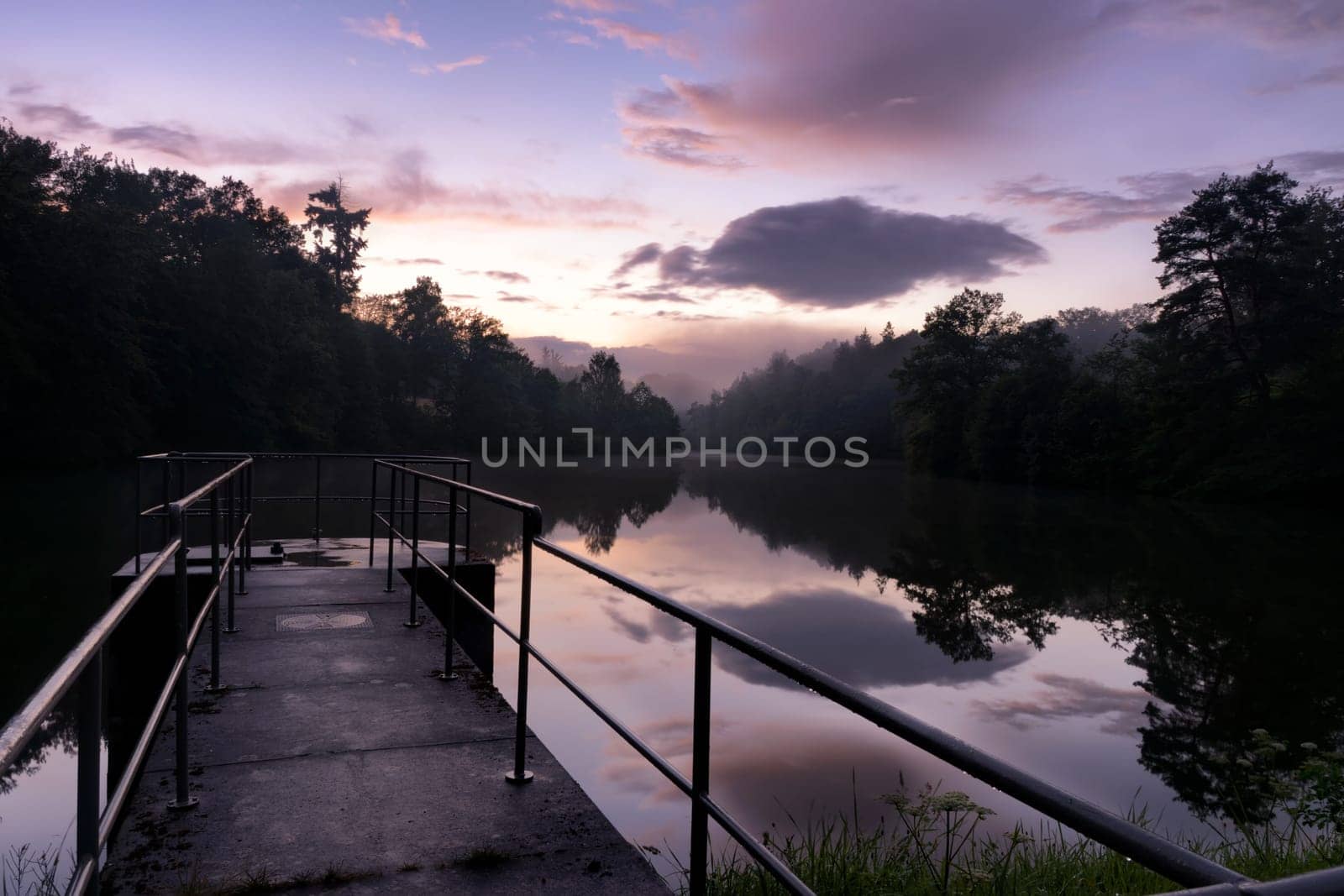 Peaceful, Purple Sunset with Dramatic Clouds on Stuttgart Bärensee