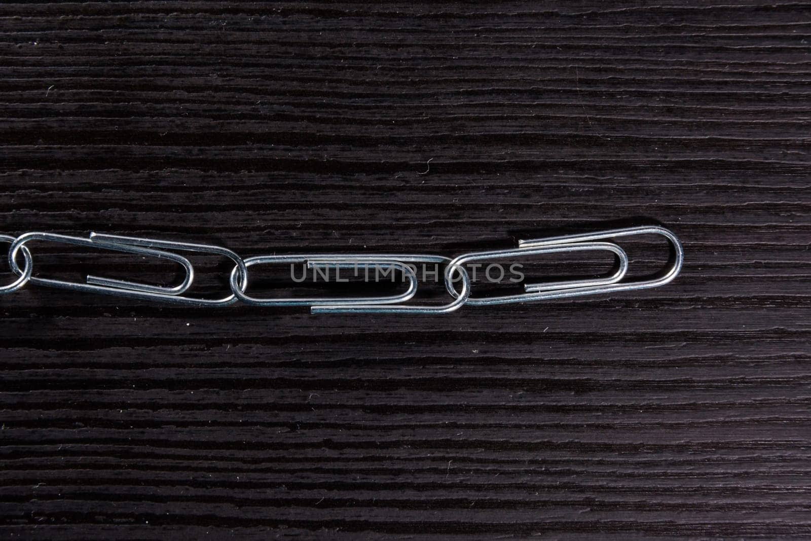Paper Clip Chain Office Supplies Desk Texture Wood Black Team Strength
