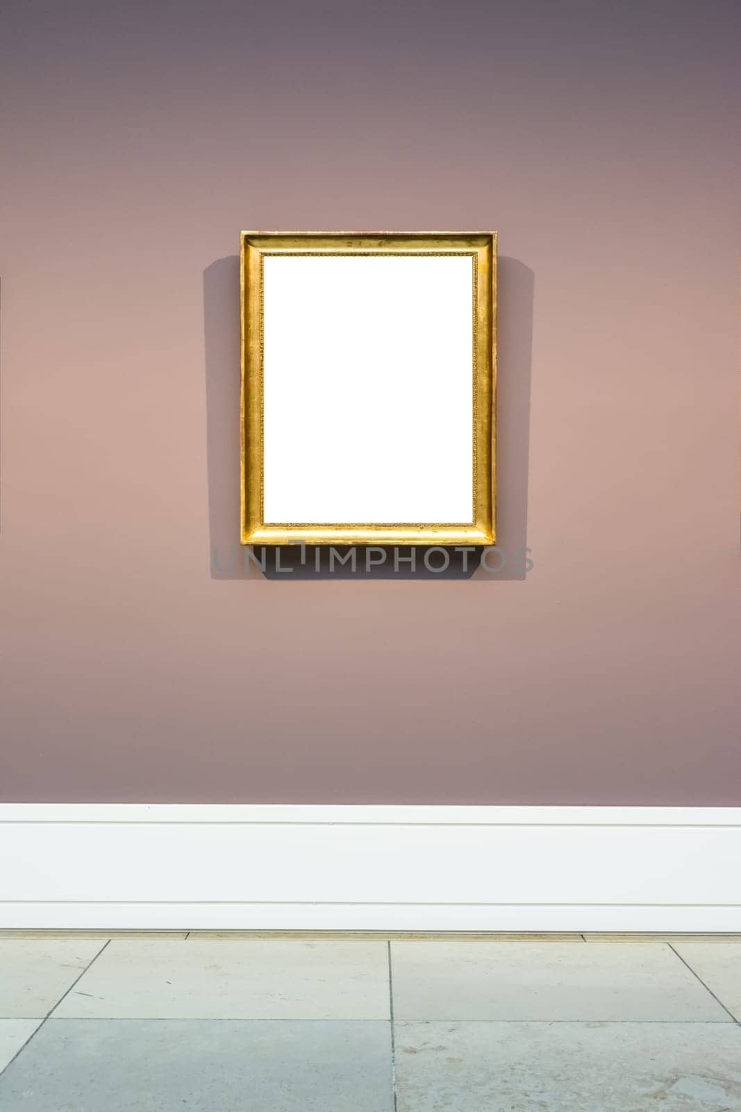 Art Museum Frame Dark Grey Wall Ornate Minimal Design White Isolated Clipping Path Template
