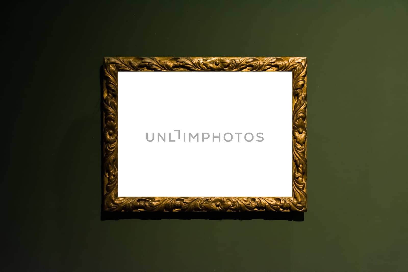 Art Museum Frame Wall Ornate Minimal Design White Isolated Clipping Path Template