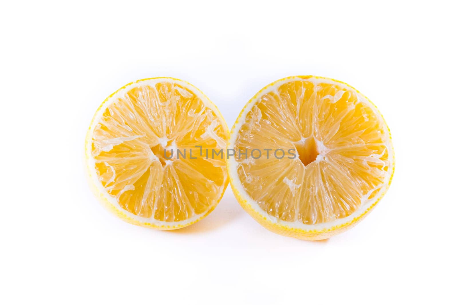 Lemon Cross Section Fruit Cut Slice Piece Texture Fresh Juicy Yellow White Isolated Background Closeup