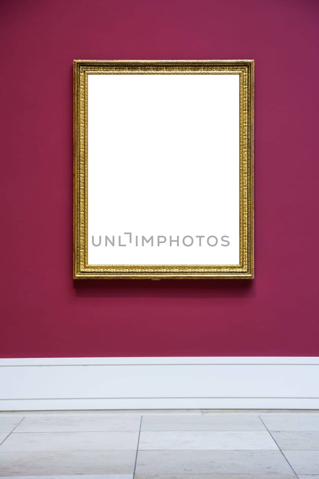 Art Museum Frame Wall Ornate Minimal Design White Isolated Clipping Path Template