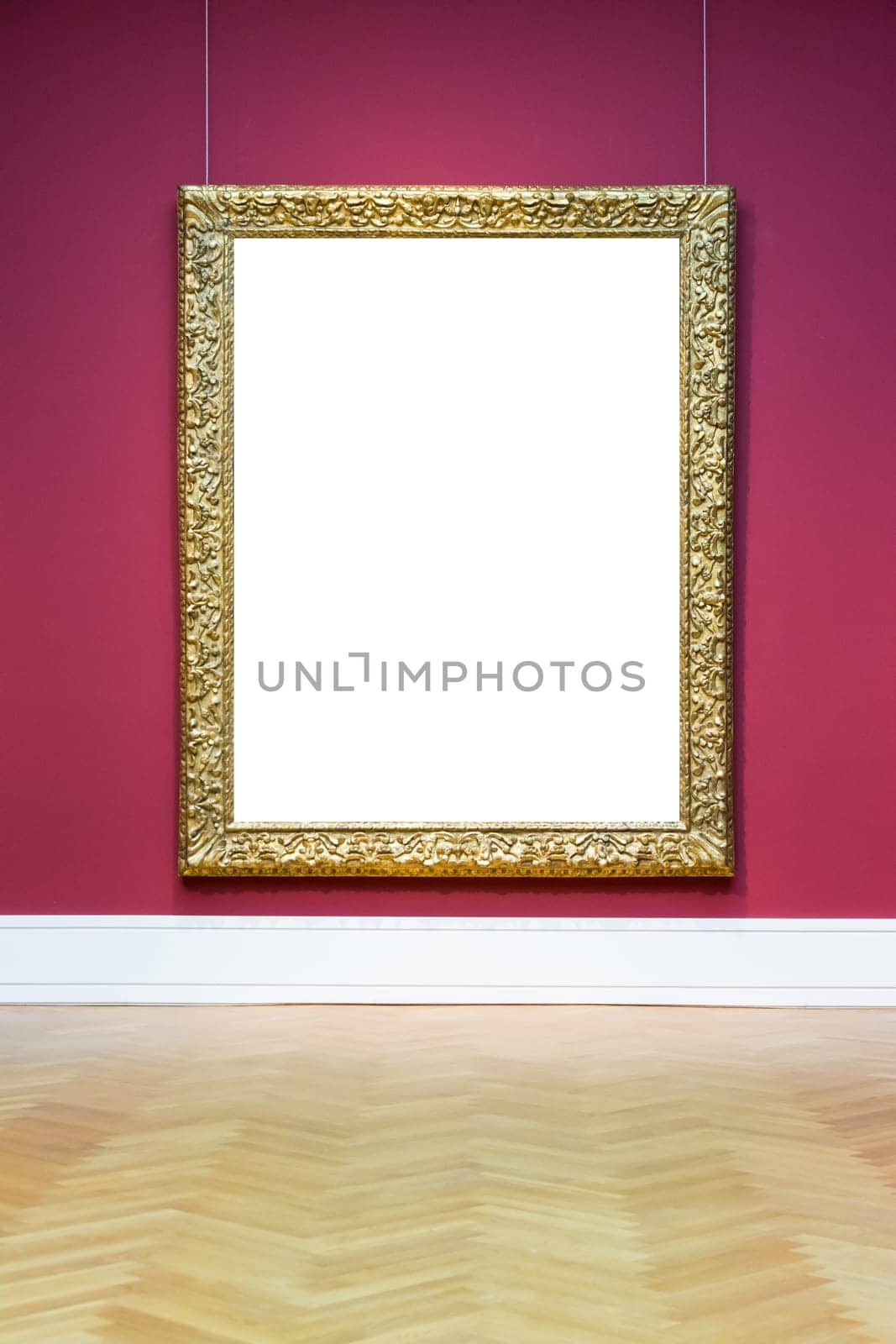 Art Museum Frame Wall Ornate Minimal Design White Isolated Clipping Path Template