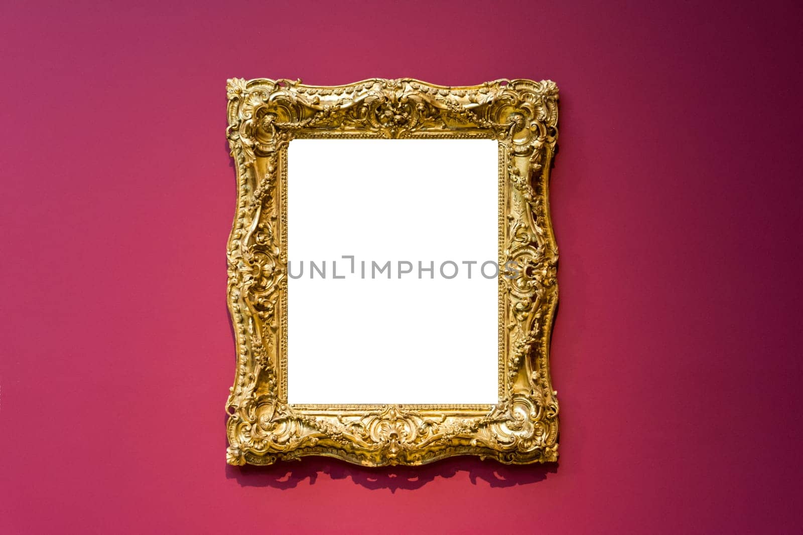 Art Museum Frame Wall Ornate Minimal Design White Isolated Clipping Path Template