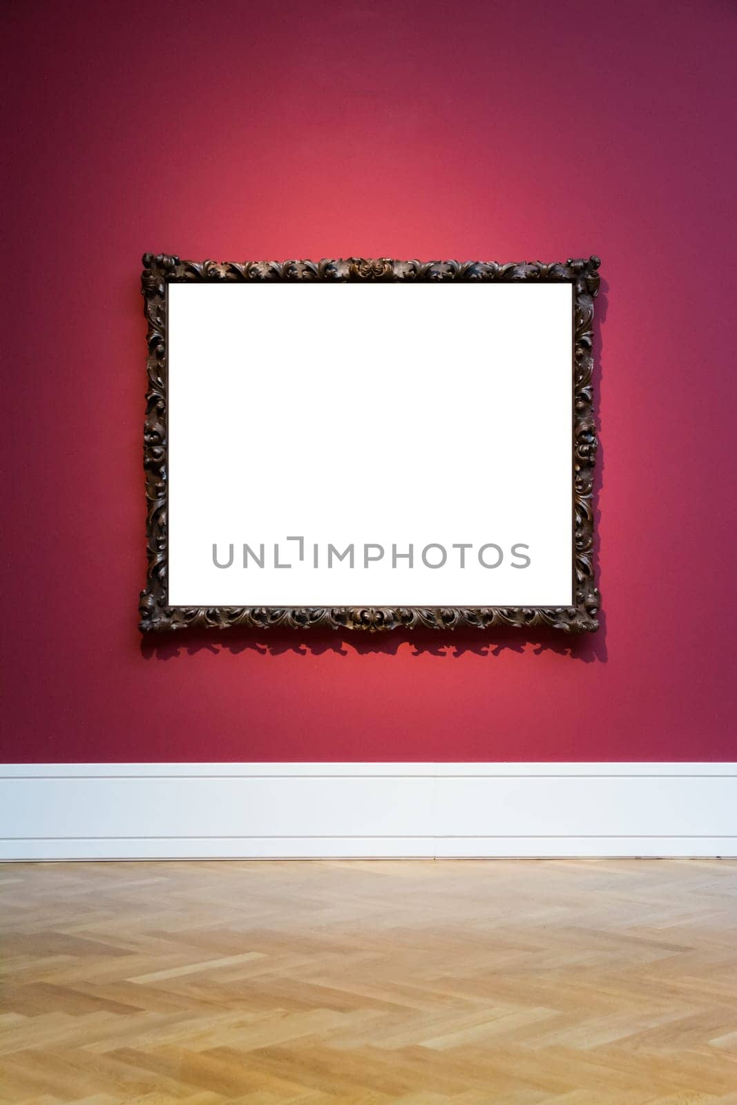 Art Museum Frame Wall Ornate Minimal Design White Isolated Clipping Path Template