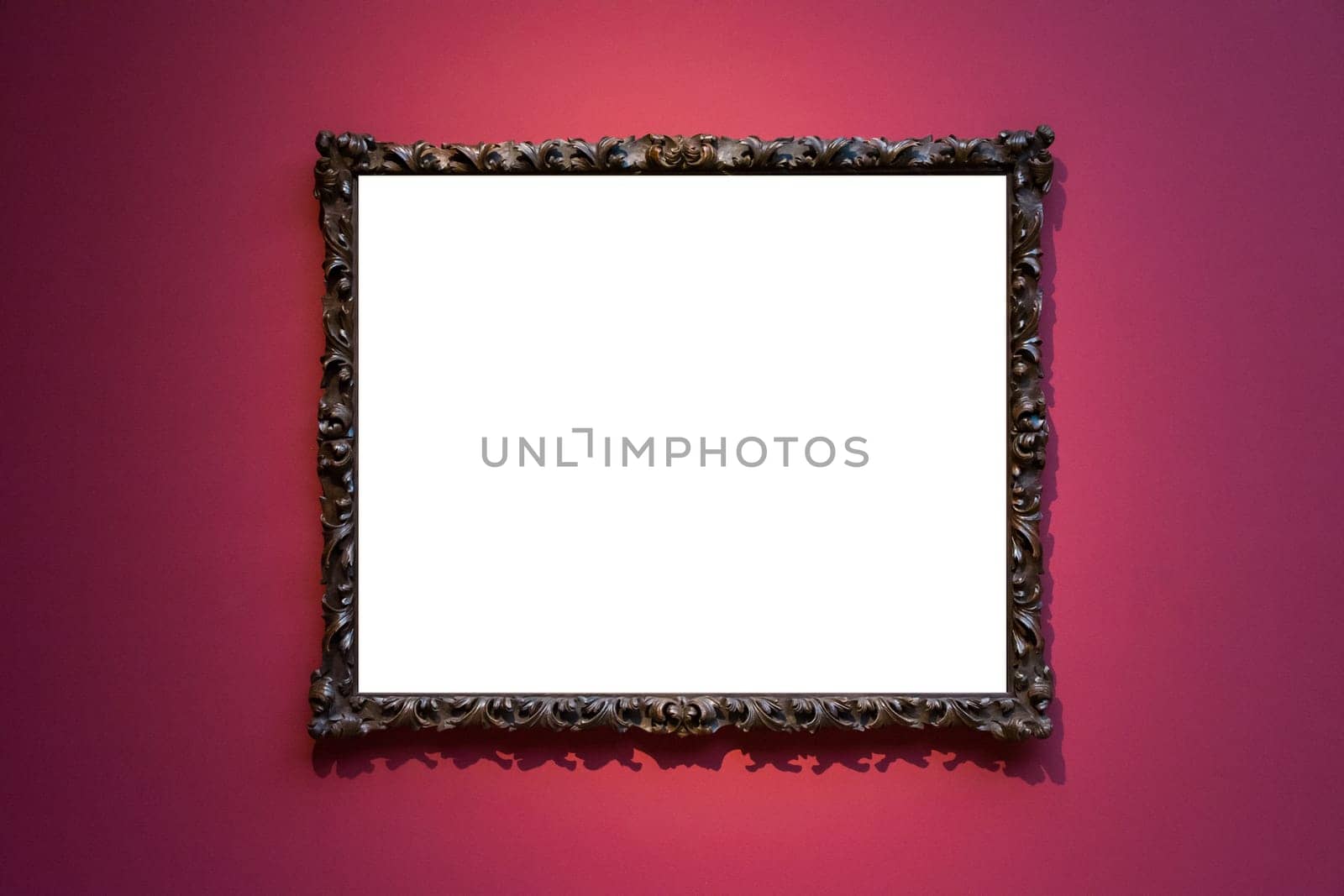 Art Museum Frame Wall Ornate Minimal Design White Isolated Clipping Path Template