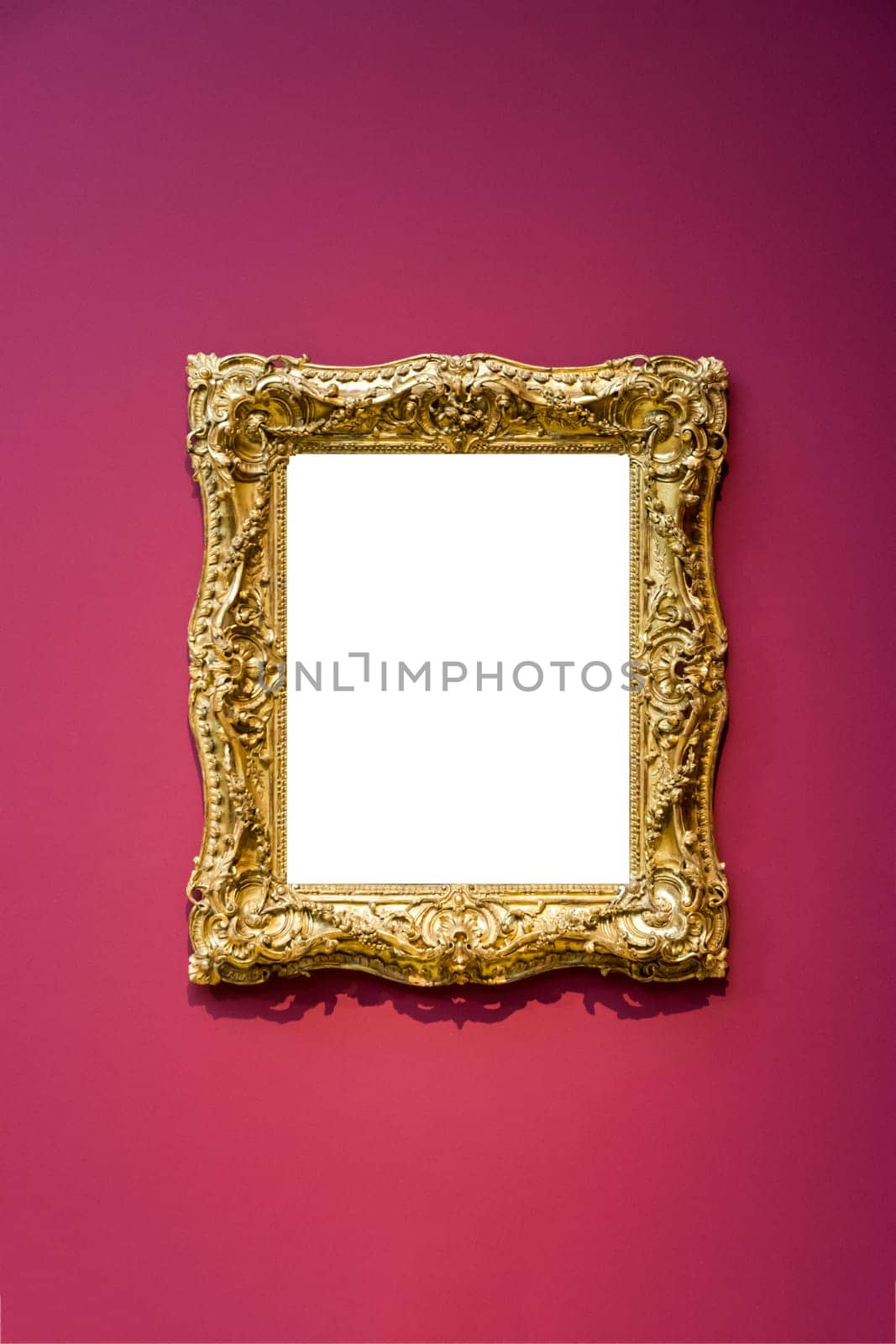 Art Museum Frame Wall Ornate Minimal Design White Isolated Clipping Path Template