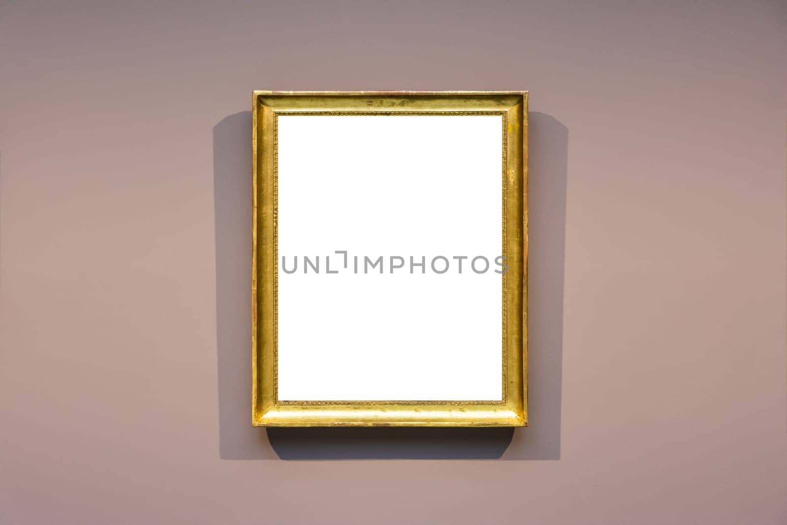 Art Museum Frame Dark Grey Wall Ornate Minimal Design White Isolated Clipping Path Template