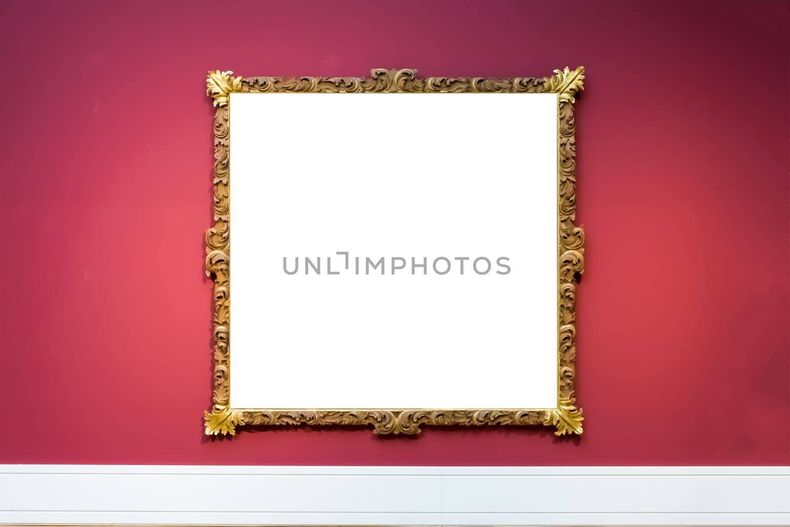 Art Museum Frame Wall Ornate Minimal Design White Isolated Clipping Path Template