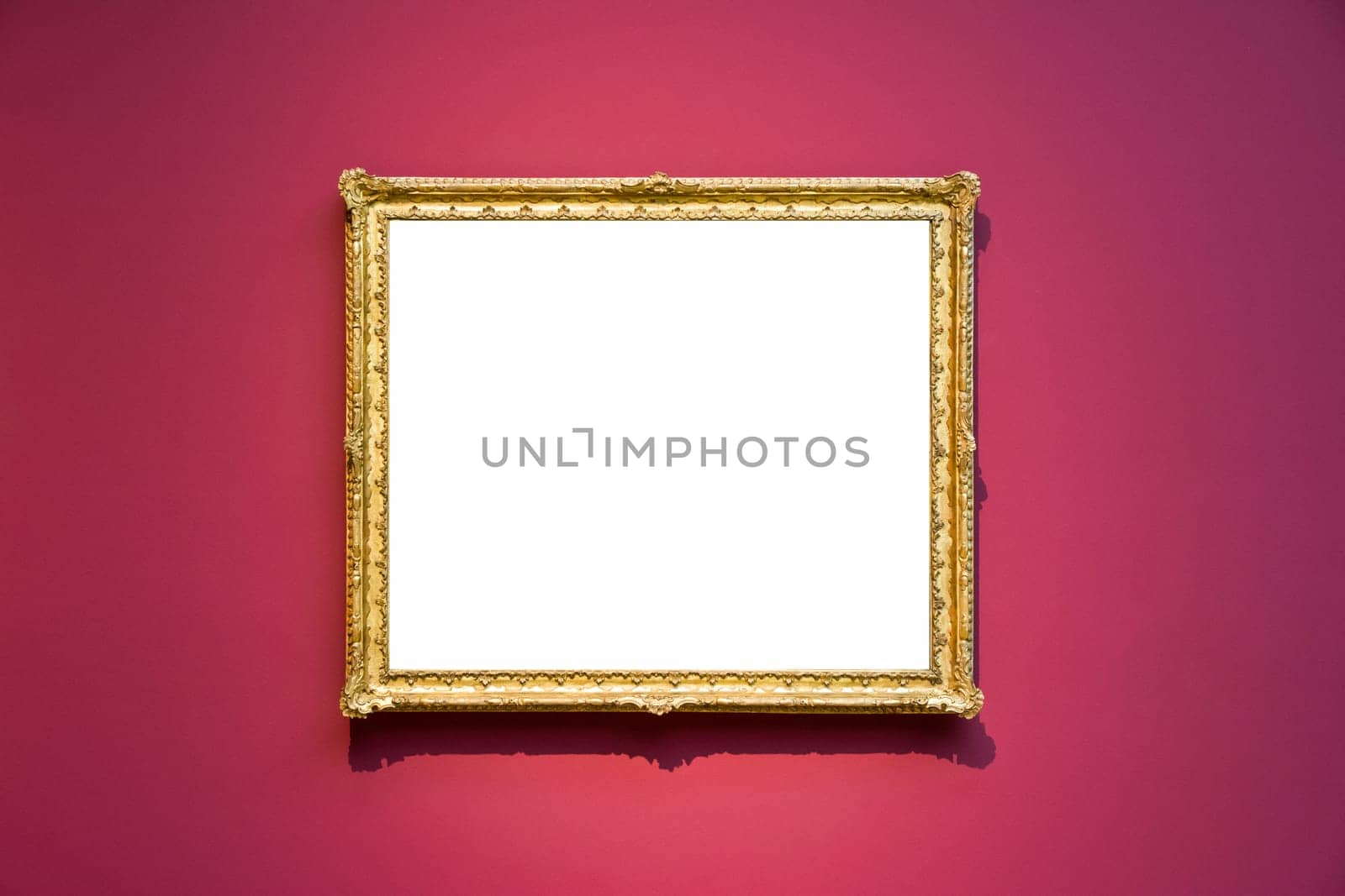 Art Museum Frame Wall Ornate Minimal Design White Isolated Clipping Path Template