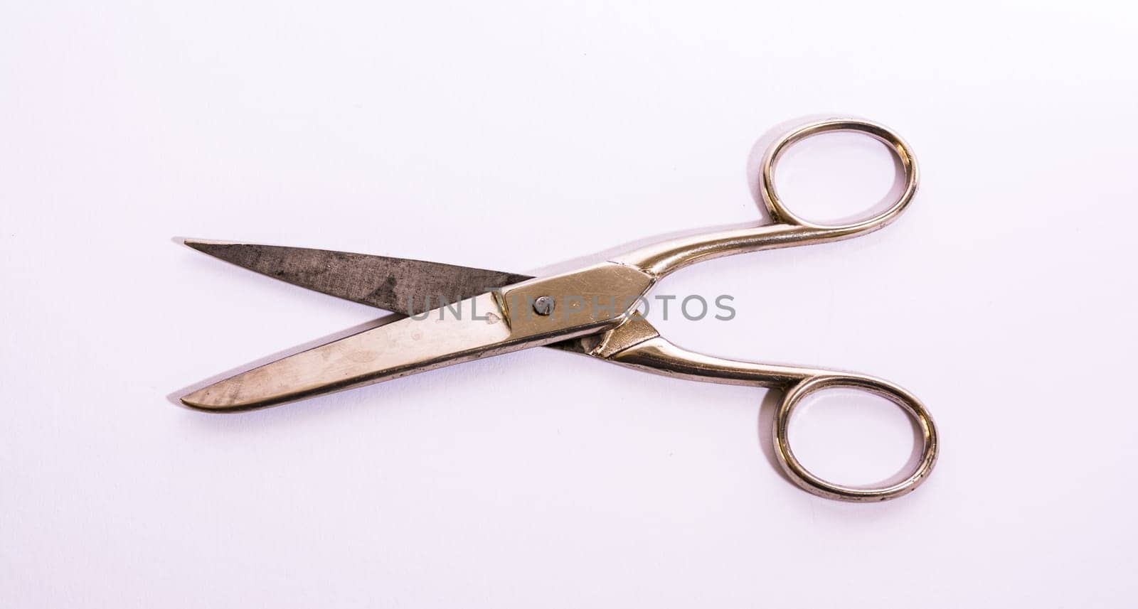 Shiny Metal Scissors Medical Construction Blank White Background Object