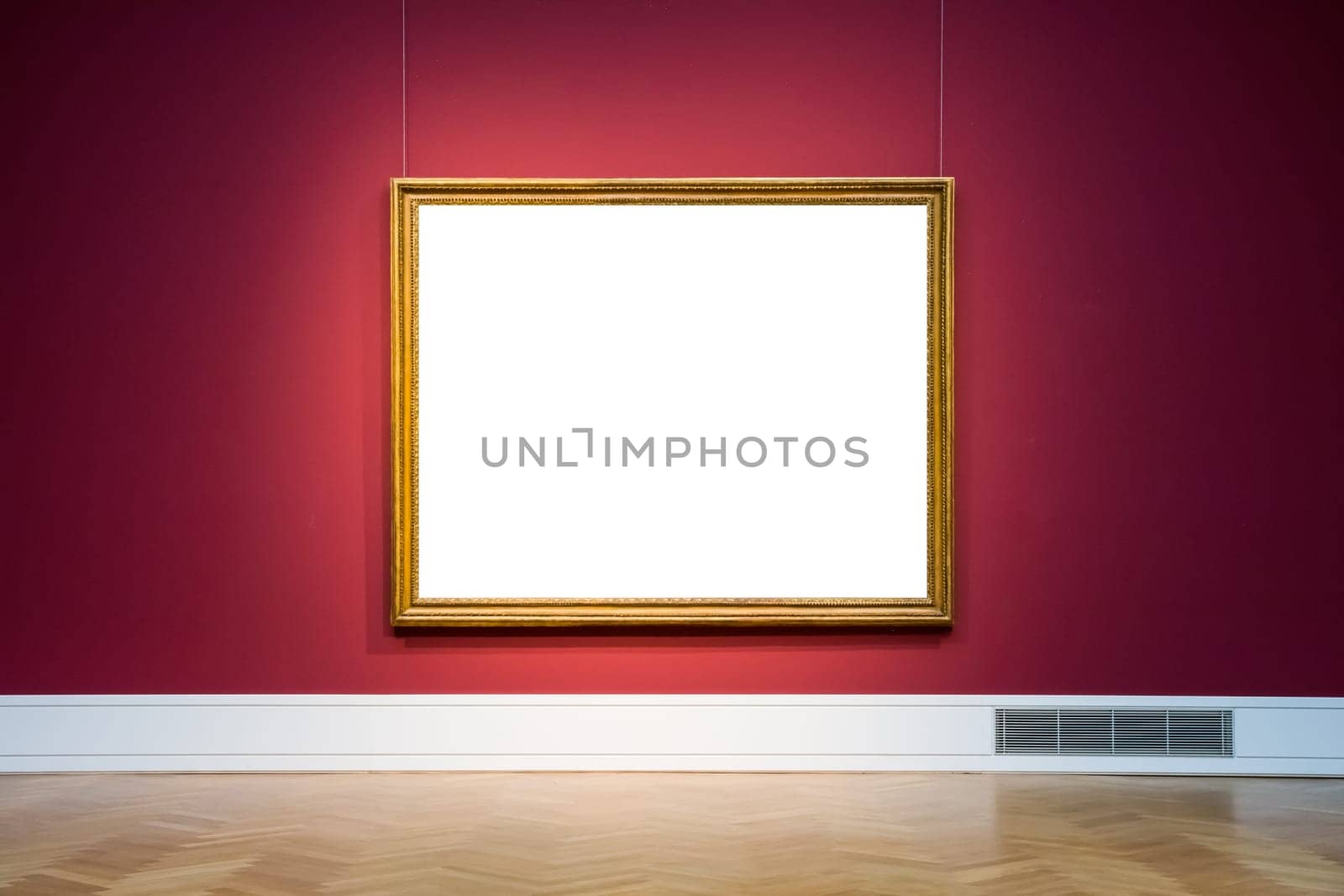 Art Museum Frame Wall Ornate Minimal Design White Isolated Clipping Path Template