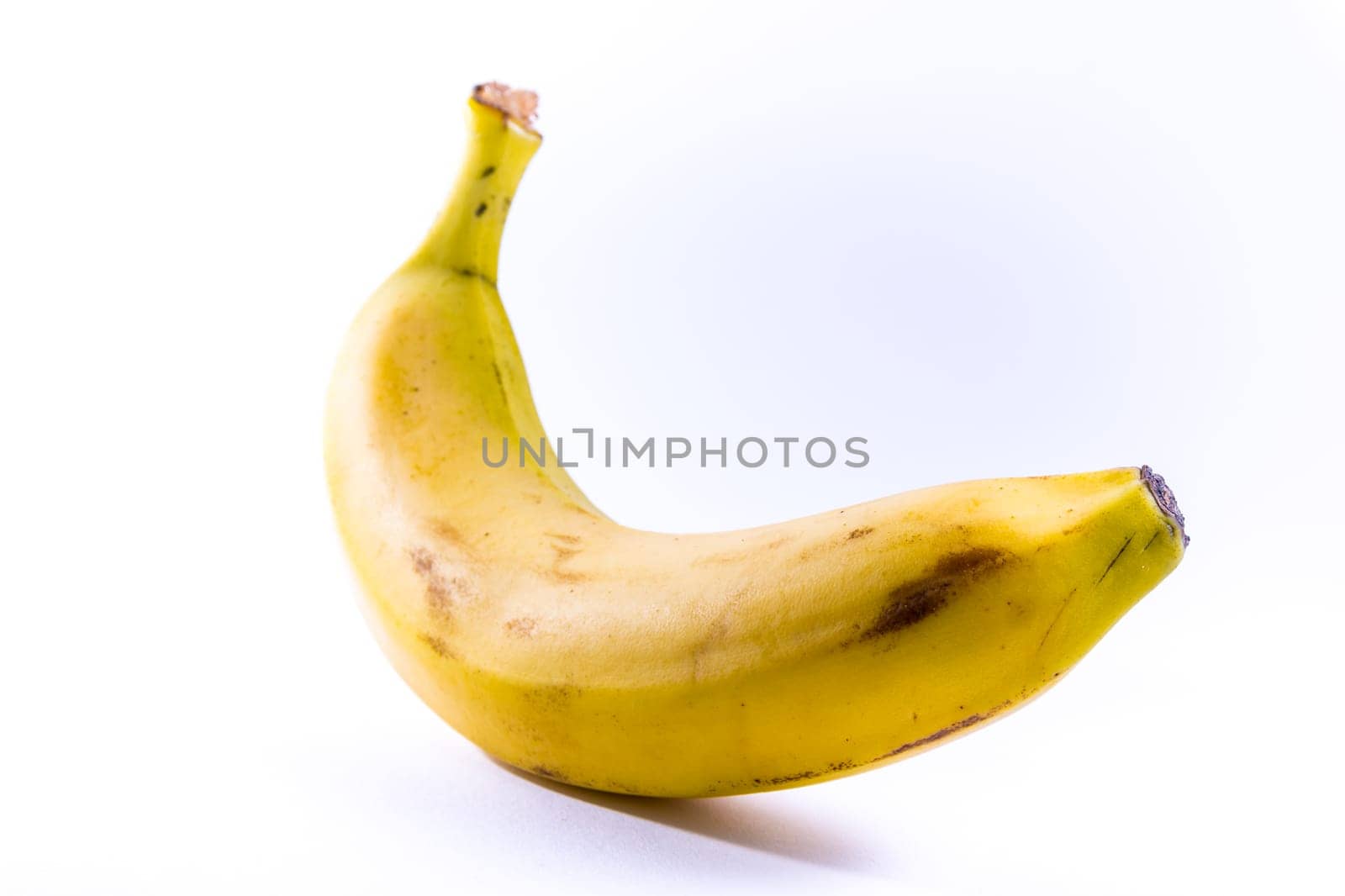 Single Banana Yellow Ripe Fresh Fruit Isolated White Background