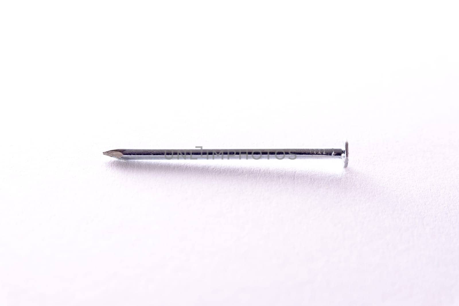 Single Nail Metal Chrome Gold Standing Laying Object Construction Background