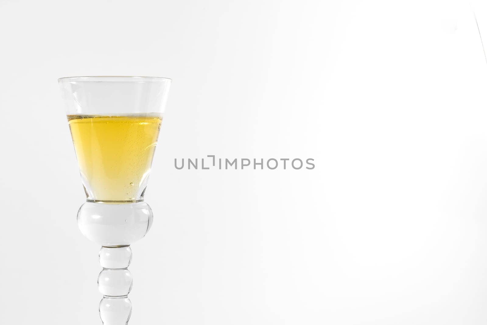 Single Shot Glass Wine Style Isolated White Background Triple Three Together Full Empty Contrast Elegant Fancy Round Stem